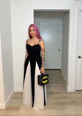 Zweifarbiges Maxikleid